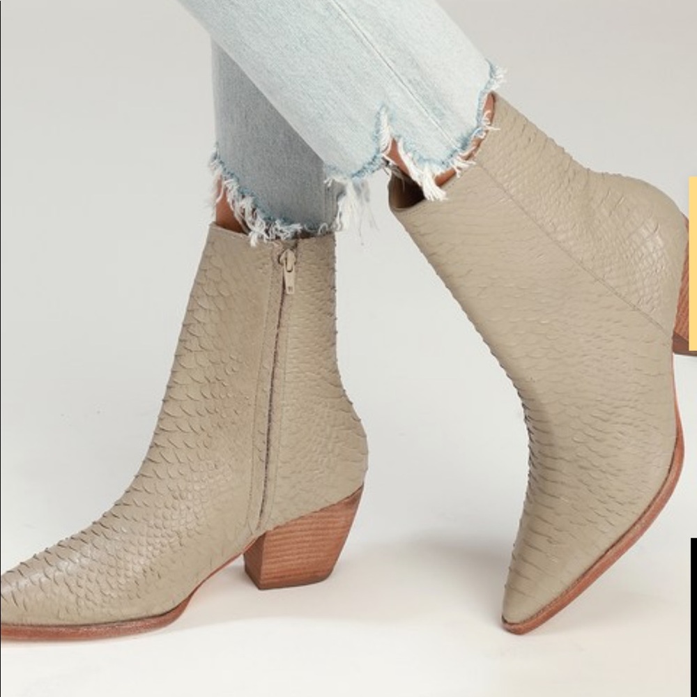 MATISSE CATY IVORY LEATHER SNAKESKIN BOOTS